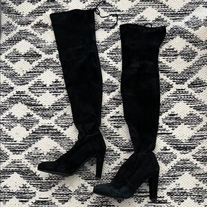 Stuart Weitzman Black Suede Highland OTK boot 6
